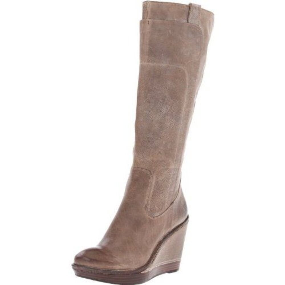 FRYE Women's Paige Wedge Boot, Slate Burnished Antiqued Leather- 9
